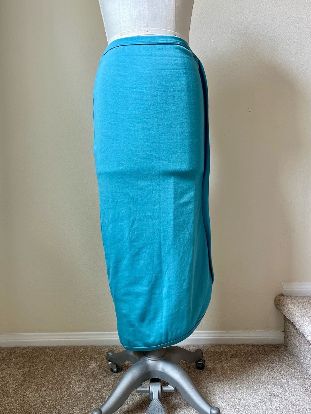The Line by K Costa Teal Asymmetrical Midi Skirt - Picture 2 of 5